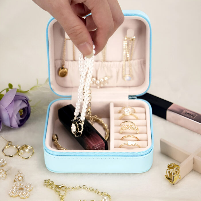 Mini Jewelry Organizer – Stylish and Portable Compact Storage Box for Rings, Earrings, and Necklaces - Image 2