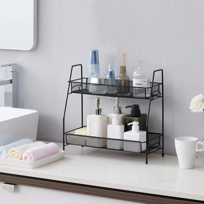 2 Layer Multi-Purpose Mini Portable Iron Organizer Shelf - Image 2
