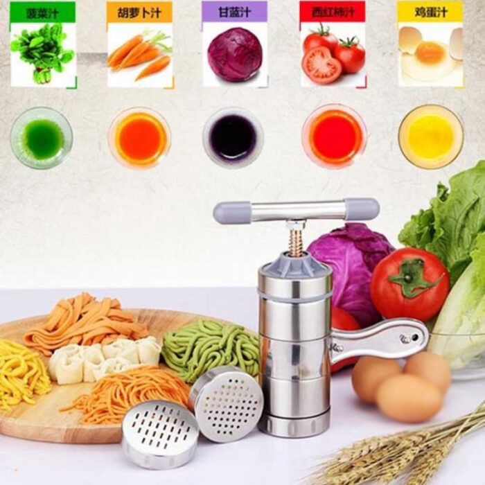 Mini Portable Manual Operation Stainless Steel Pasta Maker With 3 Press Molds - Image 9
