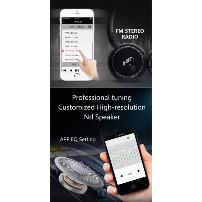 NIA Q1 Bluetooth 4.2 Overhead Stereo Headphones with FM Radio and MicroSD Support - Image 7