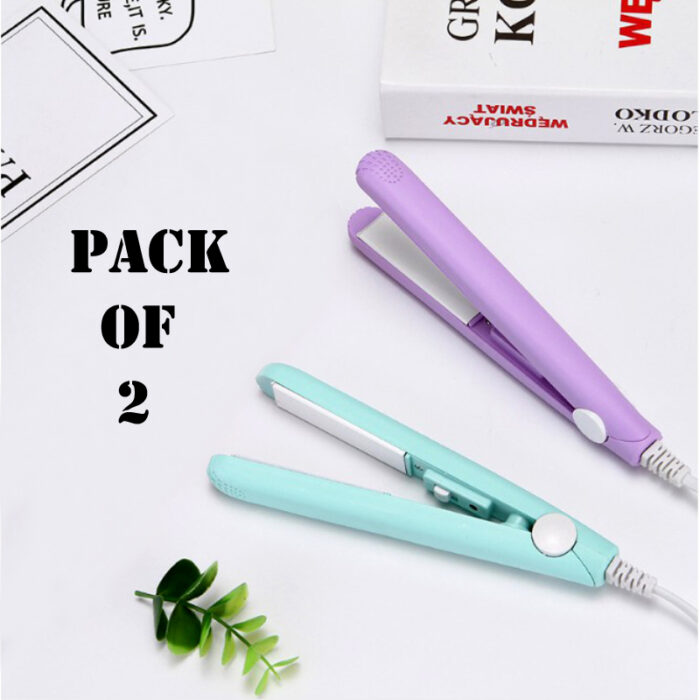 Pack Of 2 Best Quality Mini Portable Hair Straighteners With Plastic Case - Image 1