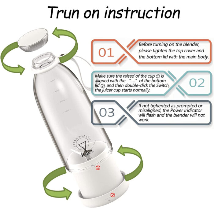 Portable Powerful Rechargeable 380ml Juicer Blender - Image 5