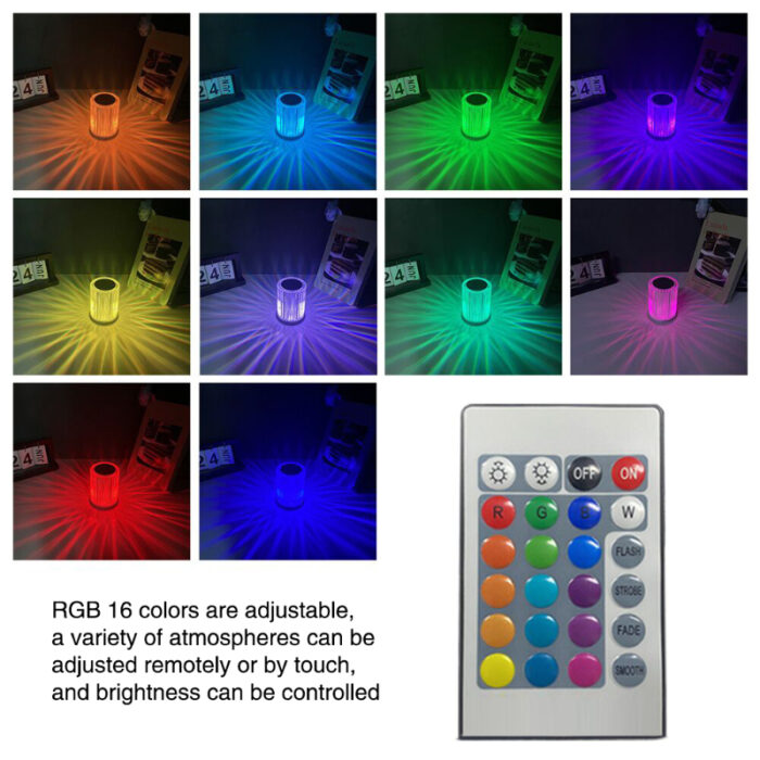Portable USB Rechargeable RGB Lighting Crystal Touch Control Table Lamp - Image 4