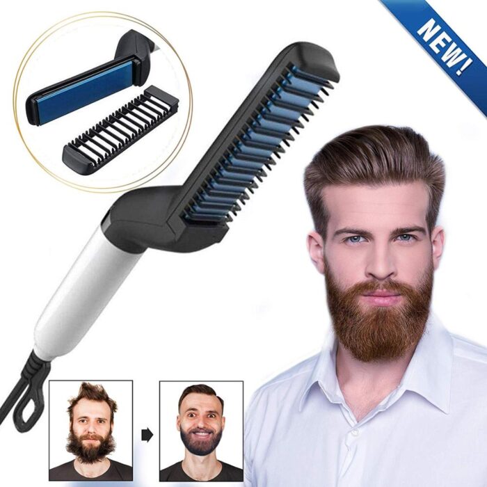 Quick Hair Straightener Brush For Men Multifunctional Styler Comb Mini Electric Hair Tool - Image 1