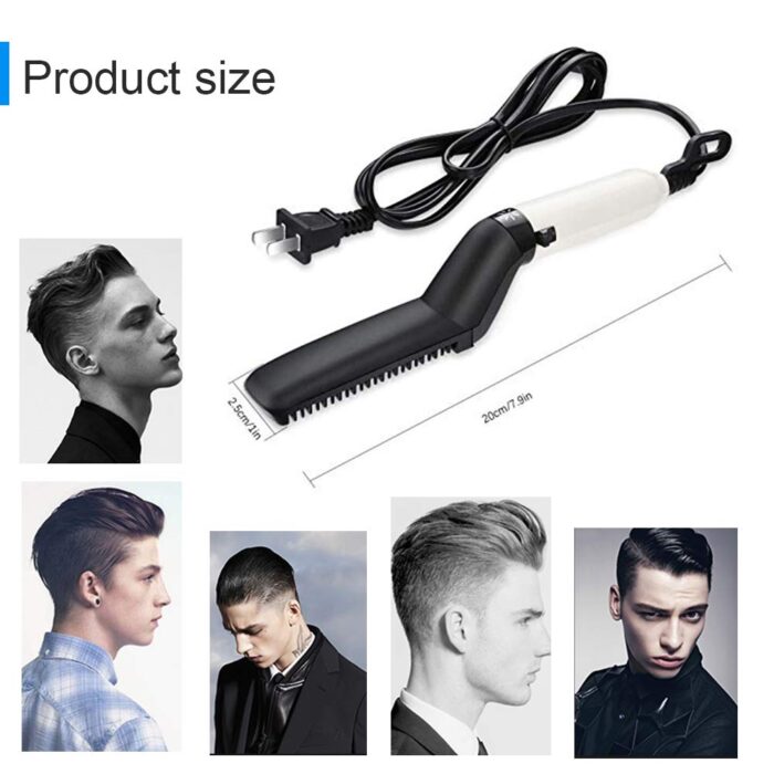 Quick Hair Straightener Brush For Men Multifunctional Styler Comb Mini Electric Hair Tool - Image 6