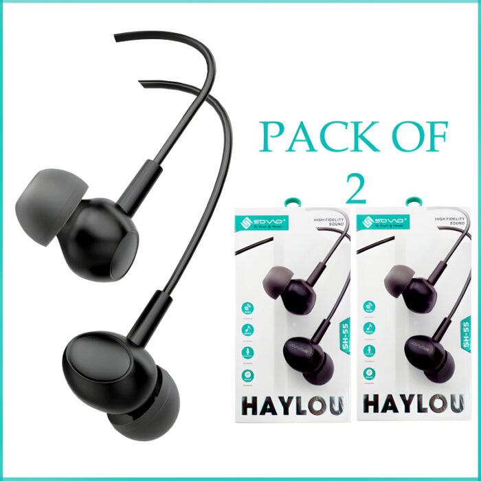 Pack Of 2 SOVO SH-55 Haylou High Fidelity Sound Quality Handsfree - Image 3