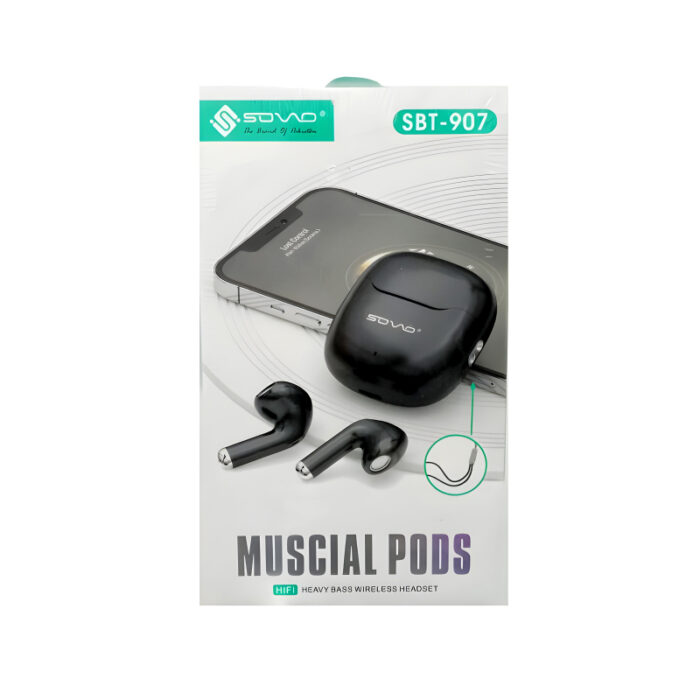 SOVO SBT-907 Heavy Bass Wireless Headset With ENC Support Musical Pods For Enhanced Audio Experience - Image 4