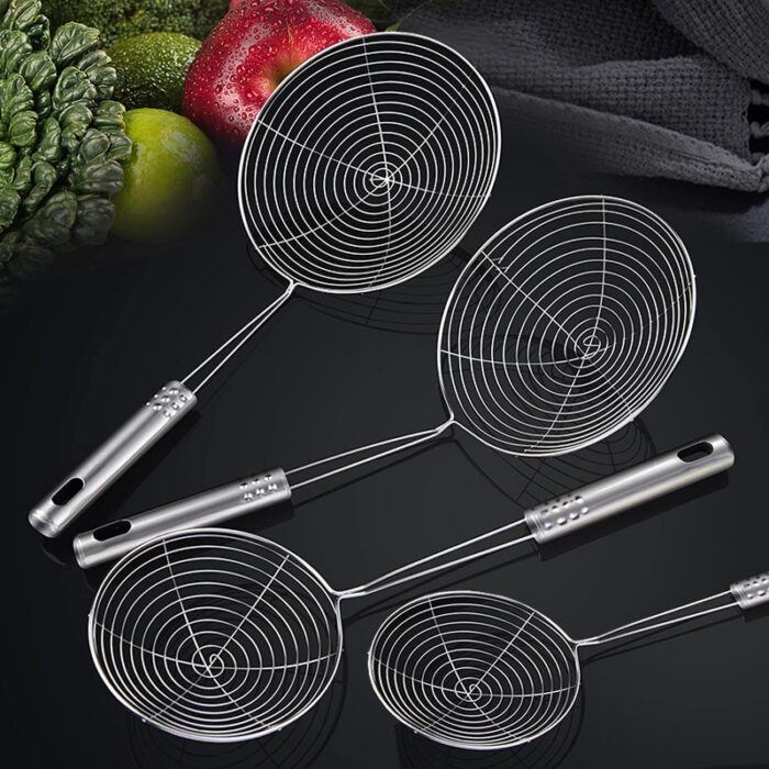 Solid 4 PCS Stainless Steel Fry Oil Strainer - Image 1