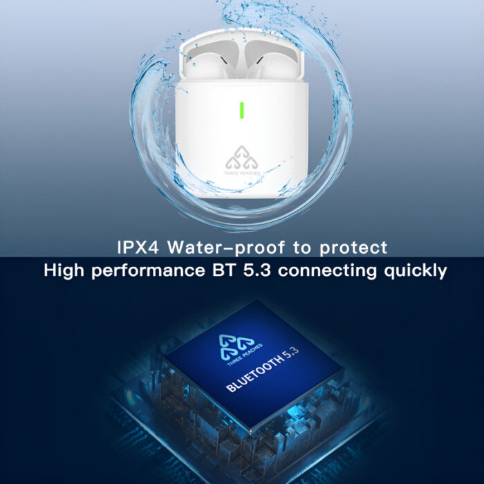 THREE PEACHES TWS Q Five Bluetooth 5.3 Noise-Cancelling, IPX4 Waterproof Elegant Design Earbuds - Image 5
