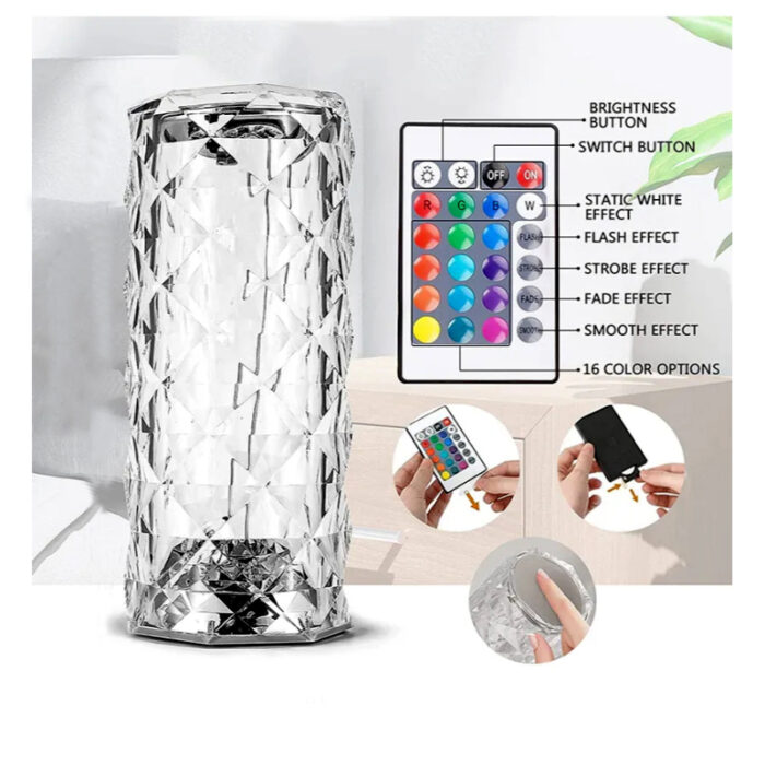 Touch Control Rechargeable Rose Diamond Table Lamp - Image 4