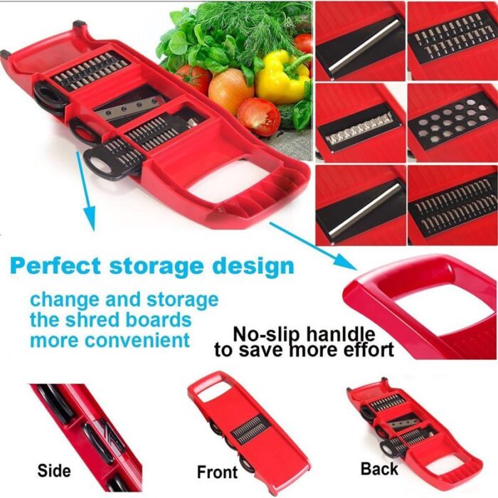 Slicer Vegetable Cutter Grater Chopper Six Interchangeable Blades With Hand Protector - Image 6
