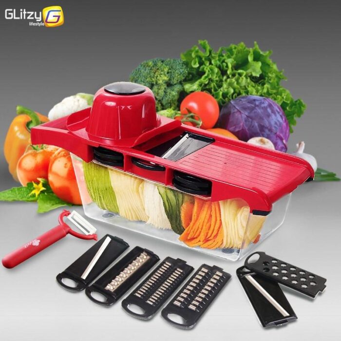 Slicer Vegetable Cutter Grater Chopper Six Interchangeable Blades With Hand Protector - Image 8