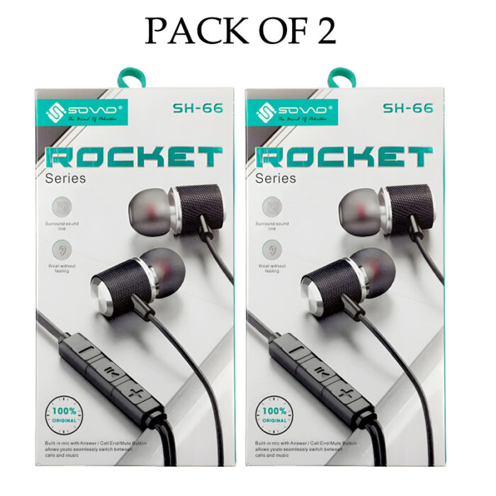 Pack Of 2 Sovo SH-66 Rocket Immersive Three-Dimensional Surround Beautiful Sound Quality Handsfree - Image 7