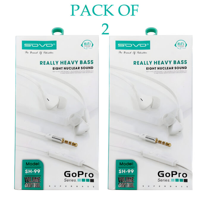 Pack Of 2 SOVO SH-99 GoPro Heavy Bass Comfortable Wear Handsfree - Image 6