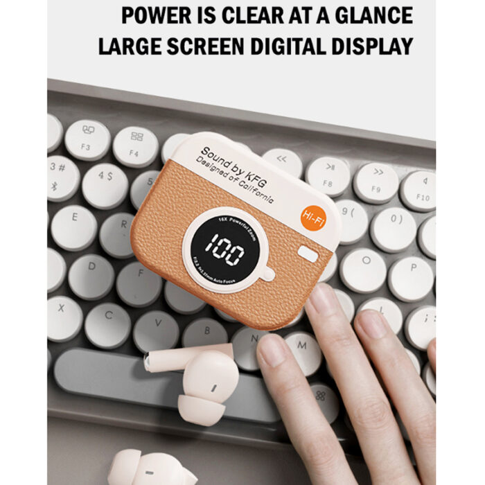 X73 Retro Camera Design TWS Wireless Earbuds – Hi-Fi Stereo Sound, ENC Noise Cancellation, Digital Display and IPX4 Waterproof - Image 10