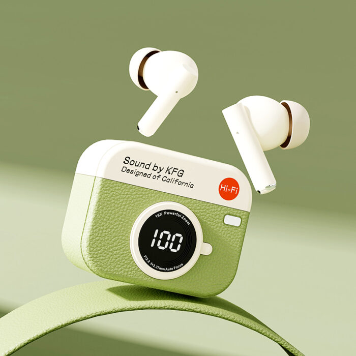 X73 Retro Camera Design TWS Wireless Earbuds – Hi-Fi Stereo Sound, ENC Noise Cancellation, Digital Display and IPX4 Waterproof - Image 4