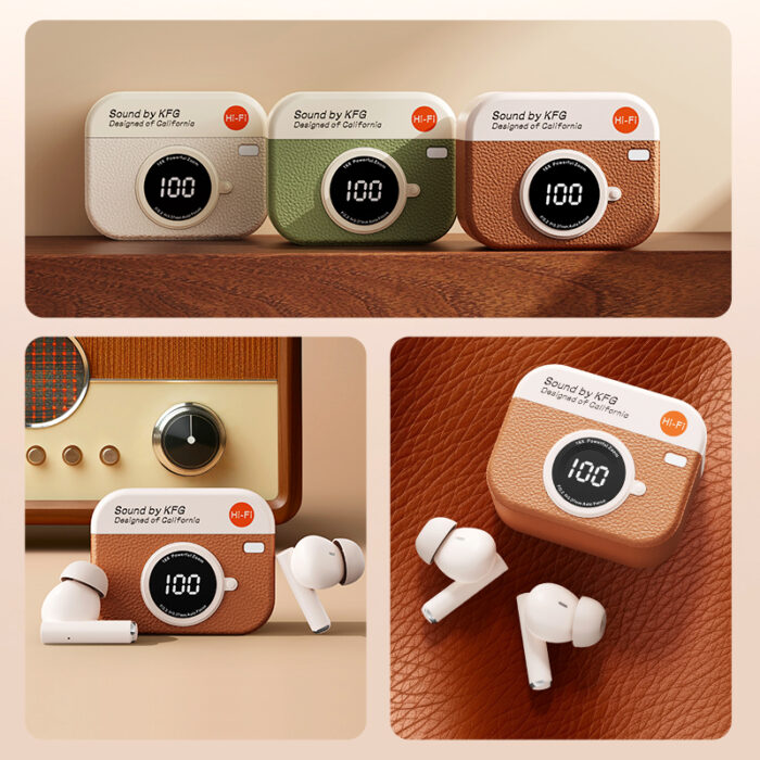 X73 Retro Camera Design TWS Wireless Earbuds – Hi-Fi Stereo Sound, ENC Noise Cancellation, Digital Display and IPX4 Waterproof - Image 12