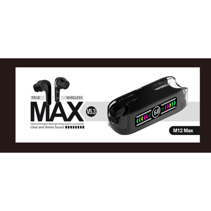 M12 Max TWS Bluetooth V5.3 LED Display Earbuds With Super Large Battery Capacity - Image 5