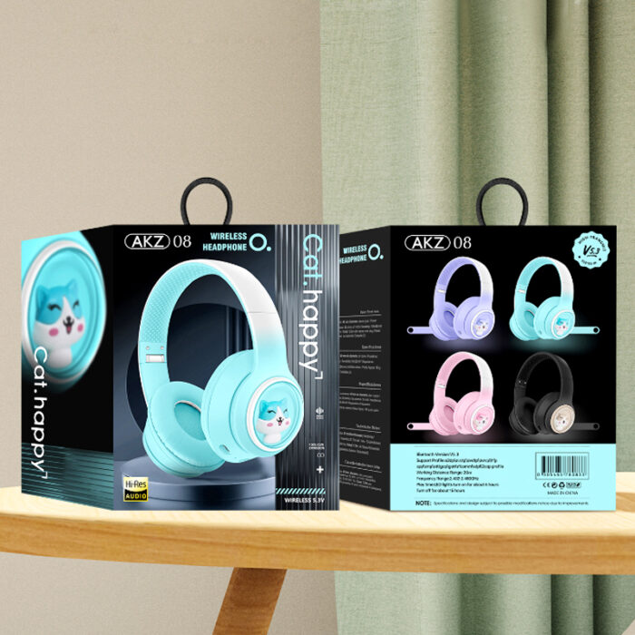 AKZ-08 Adorable Cartoon Design Bluetooth 5.3 Wireless Headphones with Hi-Res Audio, Long Battery Life, and Built-in Mic - Image 5