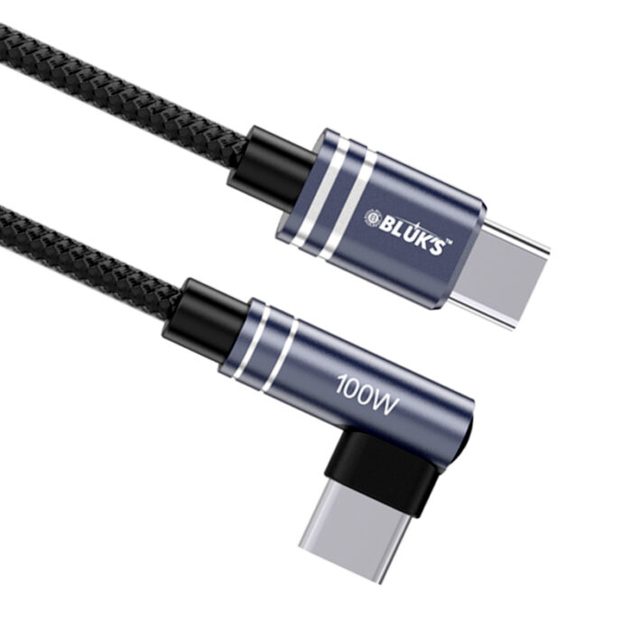 BLUK’S BX-463 High-Speed 100W Type-C to Type-C Elbow Design Fast Charging Braided Cable - Image 4