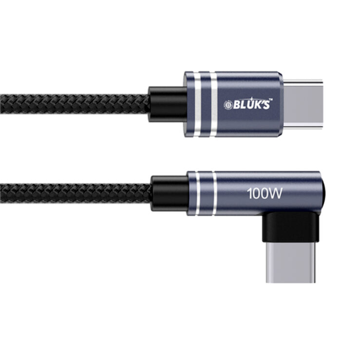 BLUK’S BX-463 High-Speed 100W Type-C to Type-C Elbow Design Fast Charging Braided Cable - Image 5