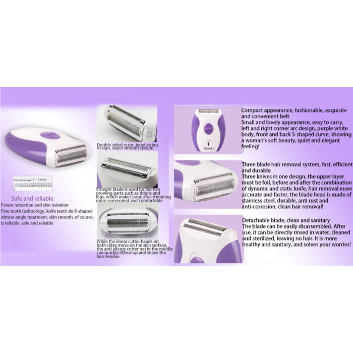 KM-280R Mini Electric Rechargeable Hair Removal Shaver For Women - Image 4