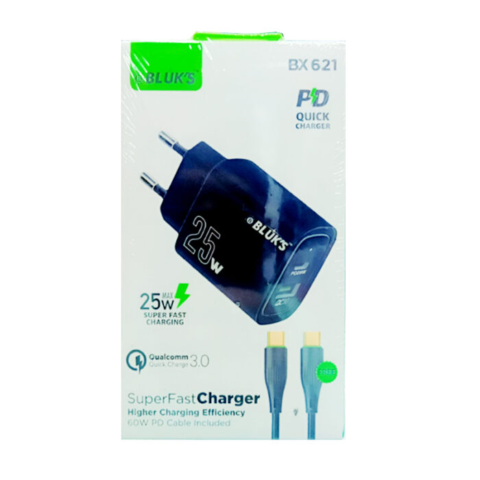 BLUKS BX-621 25W Super Fast Charger with 60W PD Cable Type C and Qualcomm Quick Charge 3.0 - Image 5