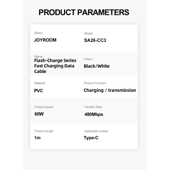 JOYROOM A26 60W Type-C to Type-C Fast Charging High-Quality Data Cable 780 - Image 7