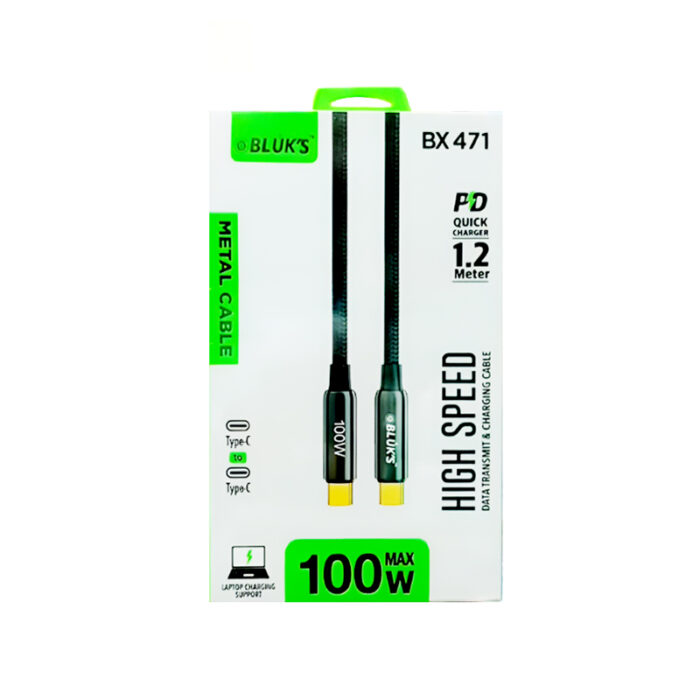 BLUK’S BX-471 High-Speed 100W Type-C to Type-C Fast Charging Braided Data Cable - Image 5