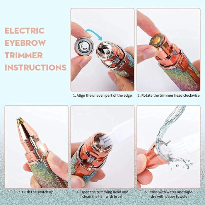 2 In 1 Eyebrow Trimmer For Women High Quality Hair Remover With Built-In Light - Image 9