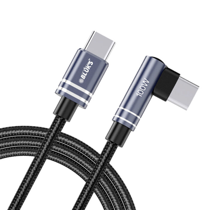 BLUK’S BX-463 High-Speed 100W Type-C to Type-C Elbow Design Fast Charging Braided Cable - Image 7
