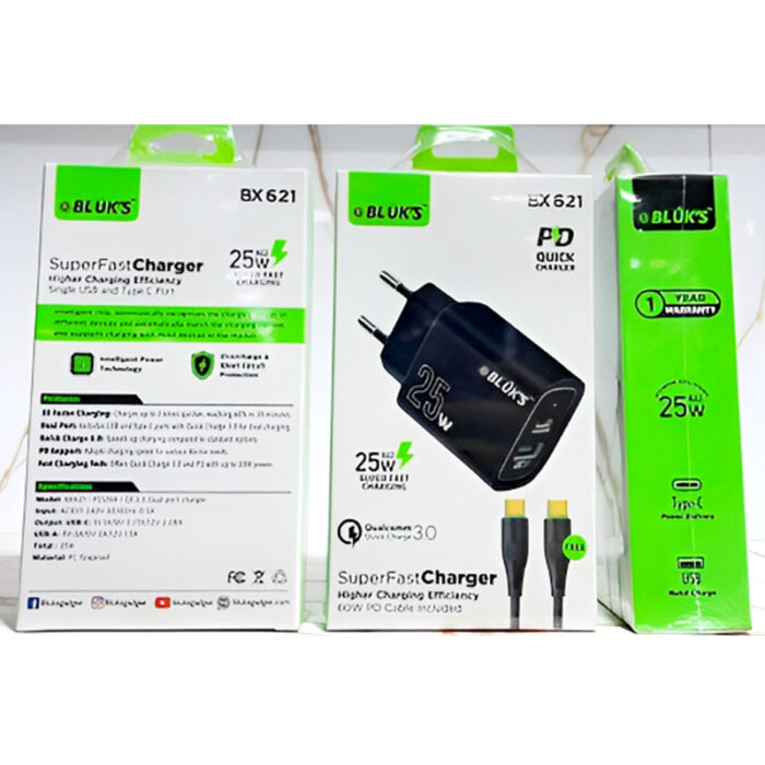 BLUKS BX-621 25W Super Fast Charger with 60W PD Cable Type C and Qualcomm Quick Charge 3.0 - Image 7
