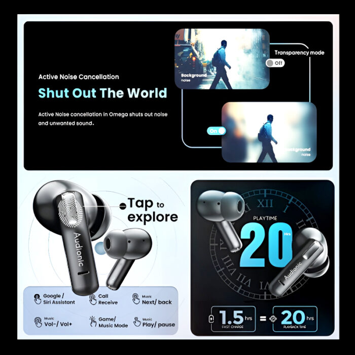 Audionic Trance Airbud 810 – Smart Touch Display Earbuds with High-Quality Sound, ANC, Quad Mic & 20H Playtime - Image 18
