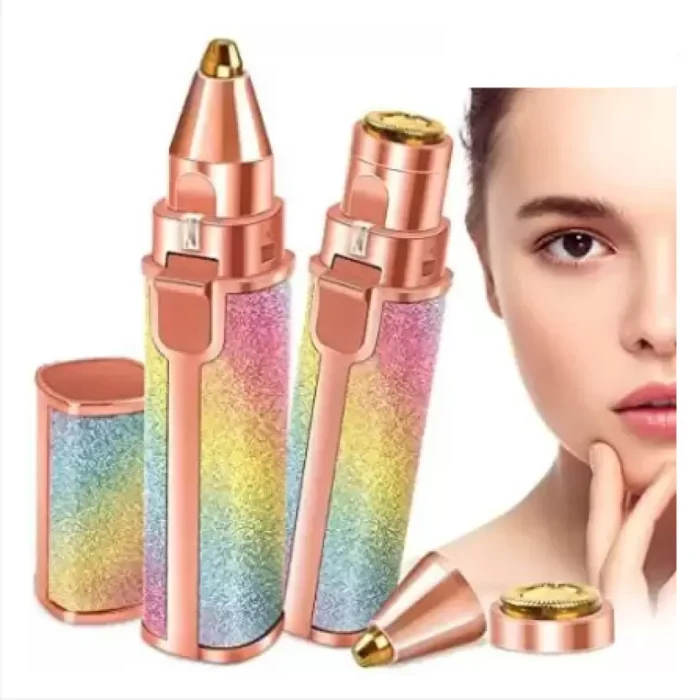 blawless 2 in 1 eyebrow trimmer | 2 In 1 Hair Remover Chargeable , Multi Attractive Color With USB Charging Cable And Cleaning Brush - Image 1