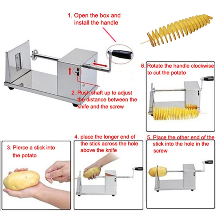 High-Quality Stainless Steel Manual Operation Potato Spiral Cutter Machine - Image 10