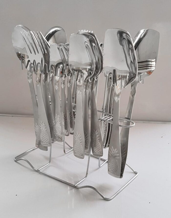29 Pcs High-Quality Stainless-Steel Cutlery Set with Spoons, Forks, Knifes and Holder Stand - Image 1
