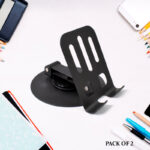 2 Pcs 360° Rotatable Metal Phone & Tablet Stands, Adjustable Foldable and Durable Desktop Holders - Image 3