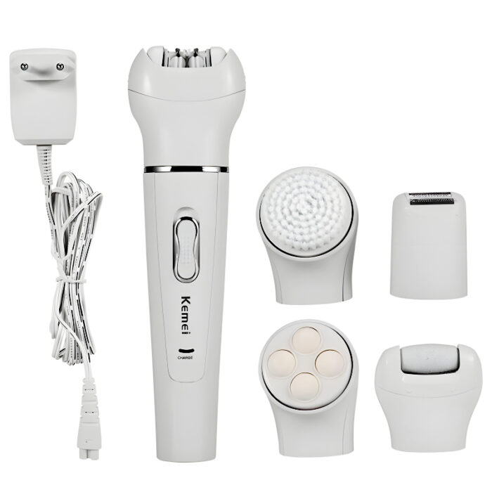 Kemei KM-2199 Multi-Functional Rechargeable Epilator: 5-In-1 Beauty Tools Kit For Women - Image 9