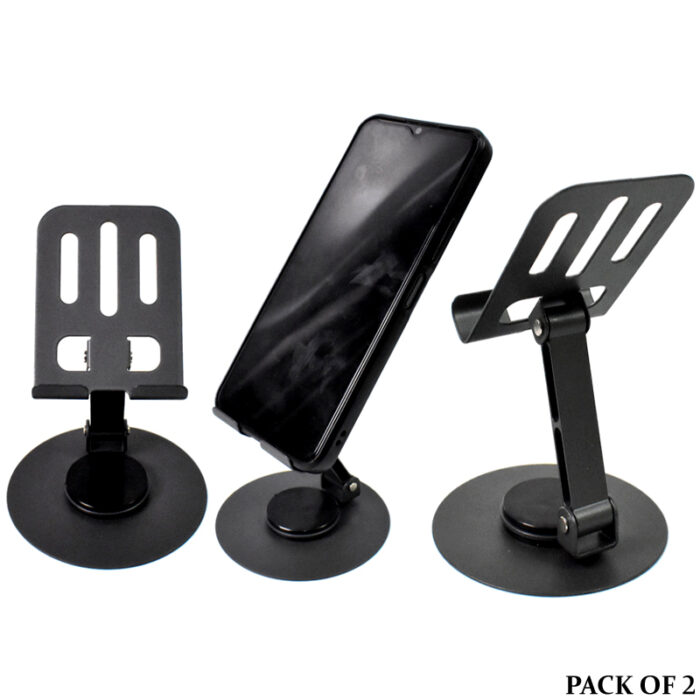 2 Pcs 360° Rotatable Metal Phone & Tablet Stands, Adjustable Foldable and Durable Desktop Holders - Image 4