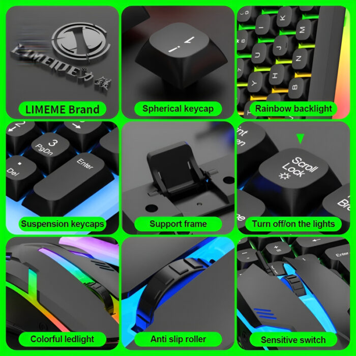 TX35 Limeide RGB Suspension Backlit Lightweight Luminous Wired Gaming Keyboard - Image 7