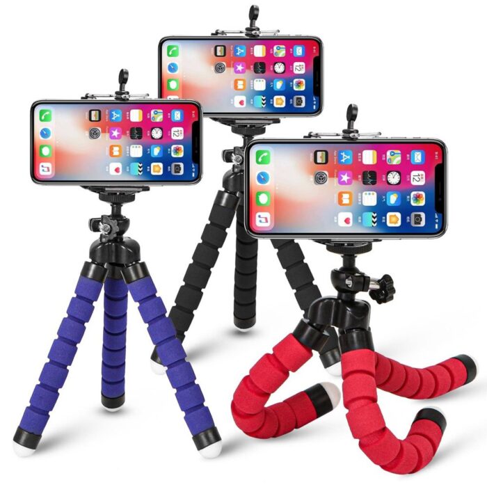 0f6896e3383325d81a71fa6d64a789bc.jpg Adjustable Octopus mobile tripod plus holder Mobile Tripod Stand Flexible Tripod Stand With Mobile Holder (random color) - Image 1