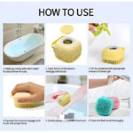 Set of 2 Soft Silicone Massage Bath Brushes with Soap Dispenser and Easy-Clean Design - Image 3