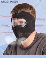 Windproof Anti Dust Full Face Masks Cycling Ski Breathable Masks Eye HD Anti Fog Goggles Hood Cover Winter Warm Hat Caps (Random Color) - Image 6