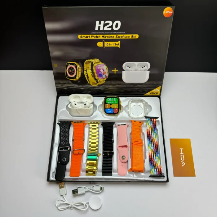 Long Battery H20 Ultra Smartwatch 10 in 1 + Free Airpods - Image 1