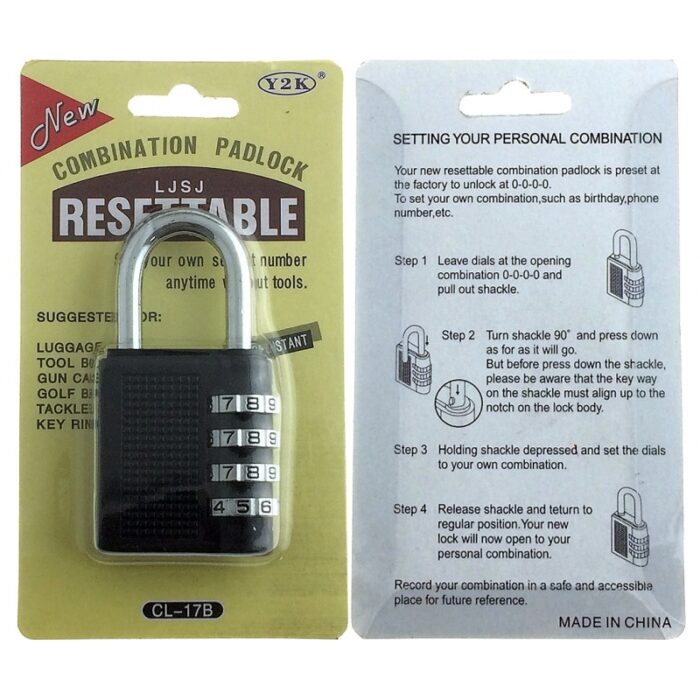4 Dial Digit Combination Padlock Heavy Duty Weatherproof Code Resettable Changeable Lock Outdoor Use For Door Cabinet Safely 400g - Image 4