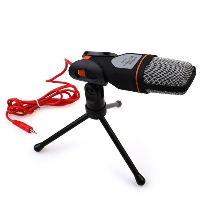 SF-666 Multimedia Studio 3.5mm Condenser Wired Computer Microphone with Tripod Stand - Image 1