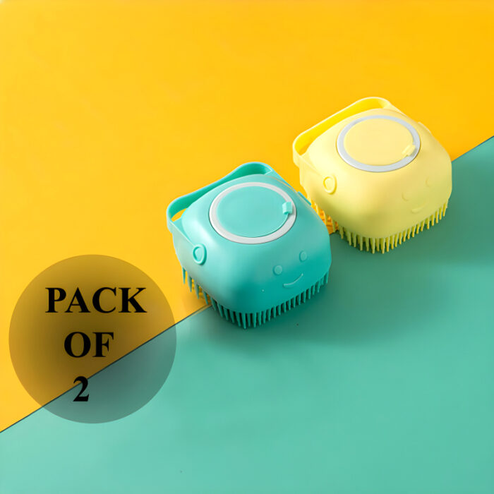 Set of 2 Soft Silicone Massage Bath Brushes with Soap Dispenser and Easy-Clean Design - Image 10
