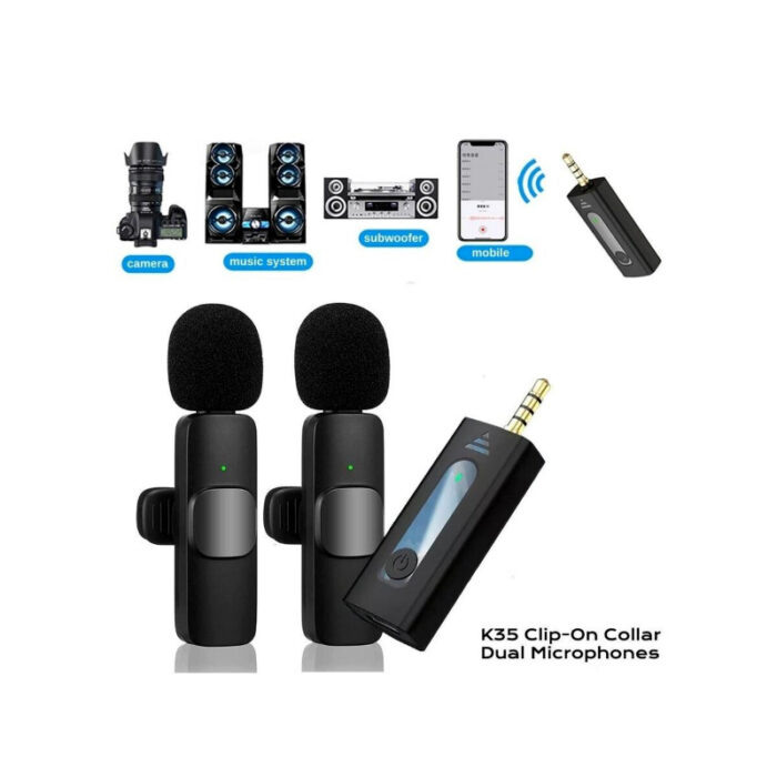 K35 High Quality Wireless Dual Microphone For Mobile Phone And Camera - Image 1