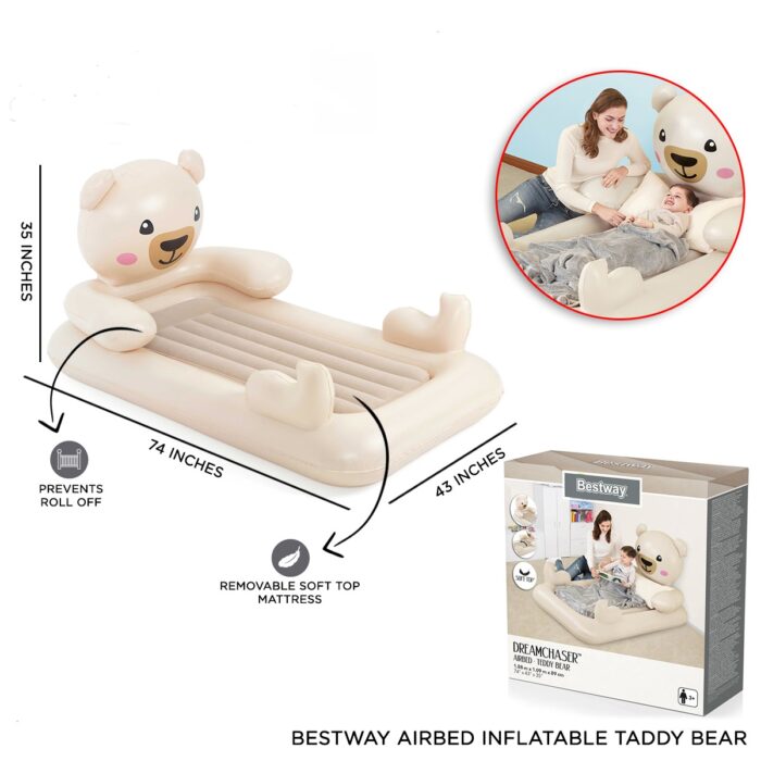 Bestway 67712 Inflatable Dreamchaser Children Teddy Bear Airbed - Image 1
