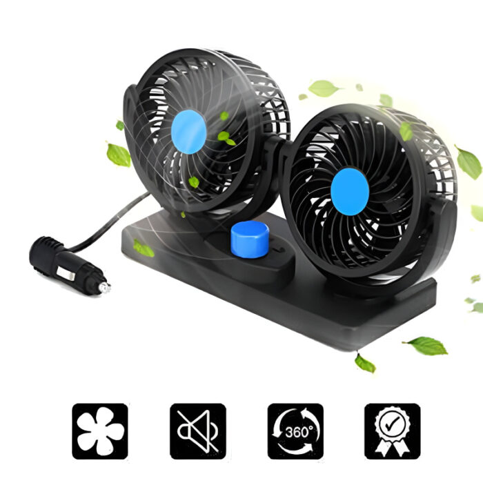 F30 Dual-Headed 360° Rotating Car Fan with Low Noise & Adjustable Airflow - Image 3